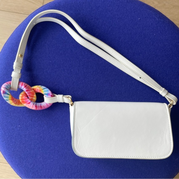 JW Anderson Women's White Leather Tie dye Chain Anchor Crossbody Purse Bag - Picture 7 of 12
